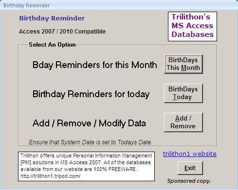 View and Print a list of Birthdays